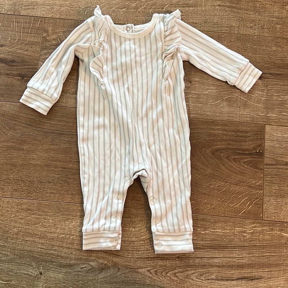 Pehr Ruffle Romper Stripes Away 3-6